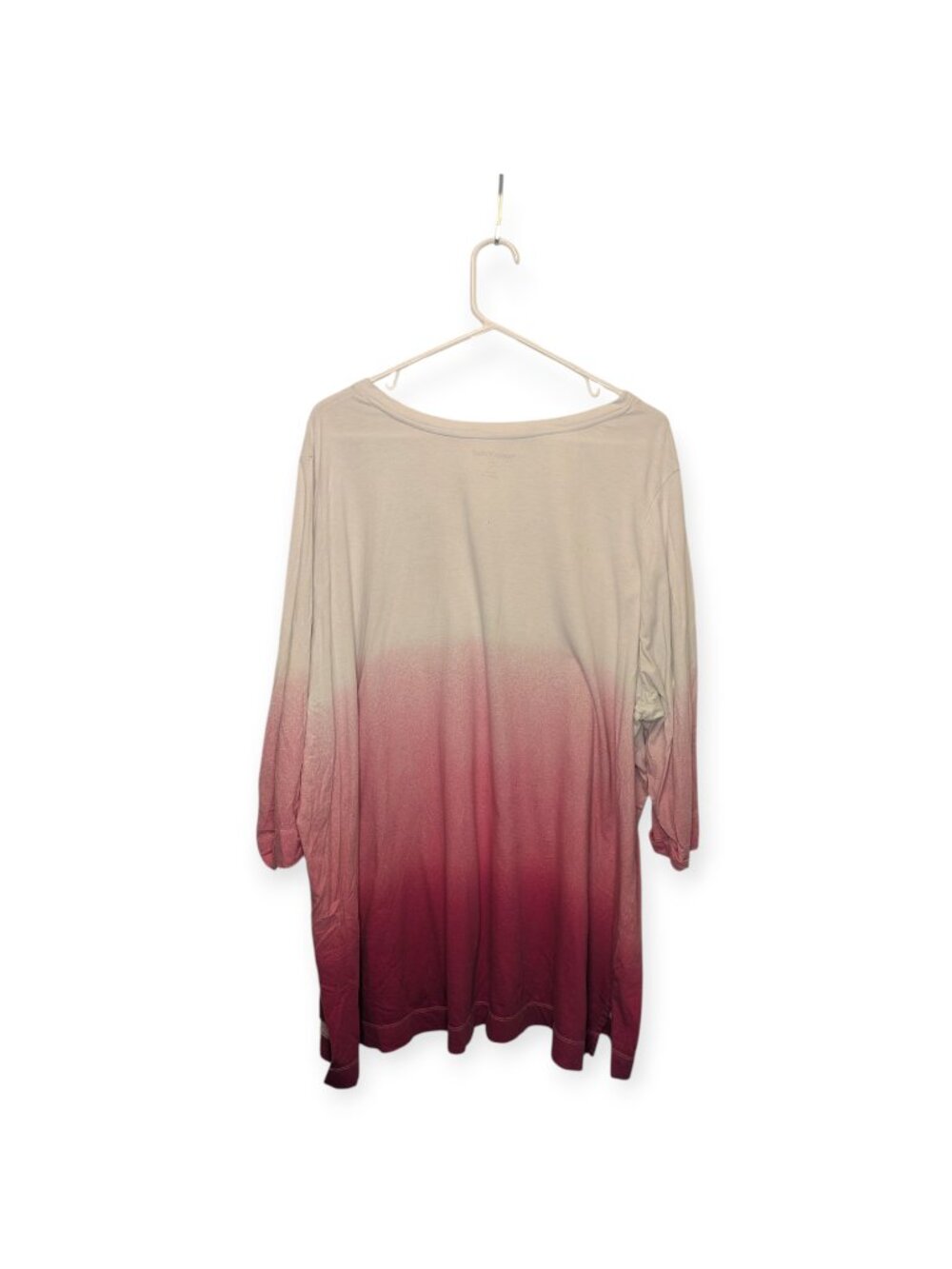Woman Within 3/4 Sleeve T-shirt V-Neck White Pink Gradient Size 3X. - Picture 2 of 3